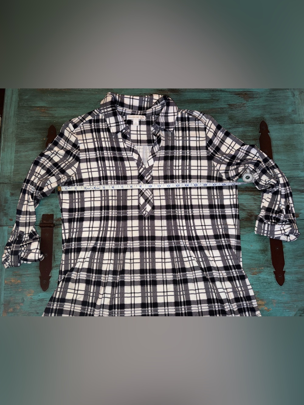 Westport Black & White Plaid Button-Up Tunic